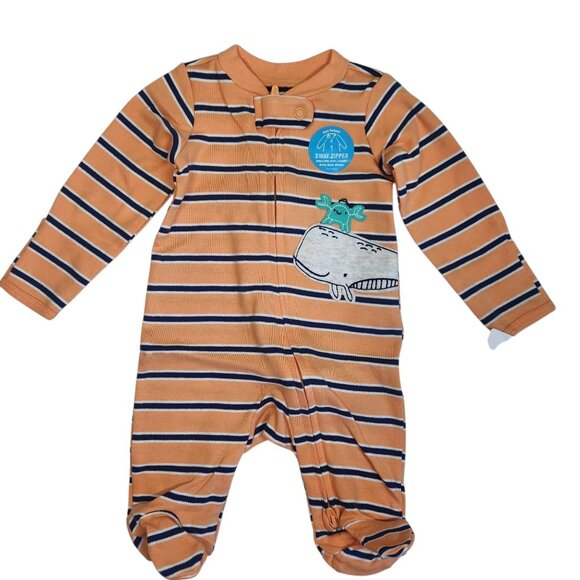 Carter's Other - NWT Carter's Boy's Sleeper Orange Blue Whale Size Newborn Footie